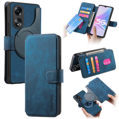 OPPO A78 5G Retro Leather Phone Case with Enhanced MagSafe Wireless Charging, RFID Anti-theft Protection, Kickstand & Magnetic Lock Wallet Cover