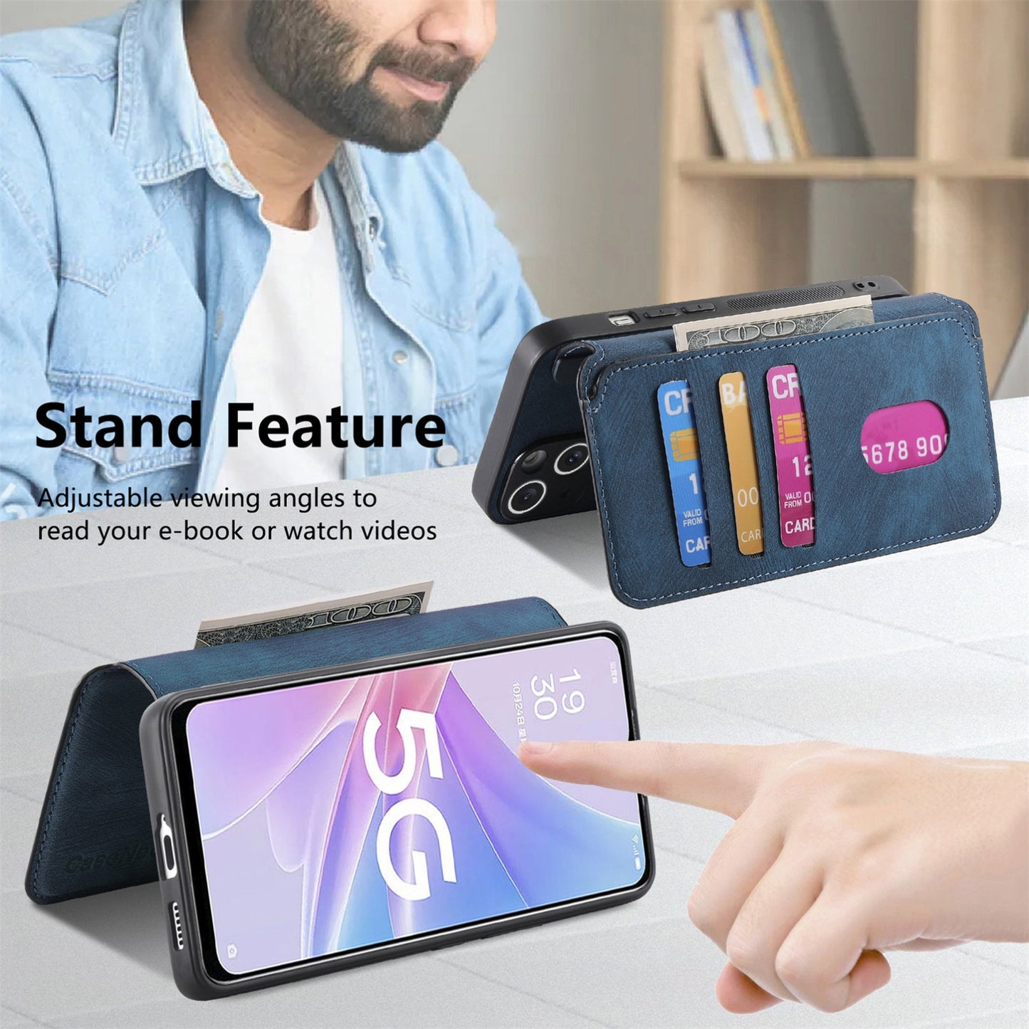 OPPO A78 5G Retro Leather Phone Case with Enhanced MagSafe Wireless Charging, RFID Anti-theft Protection, Kickstand & Magnetic Lock Wallet Cover