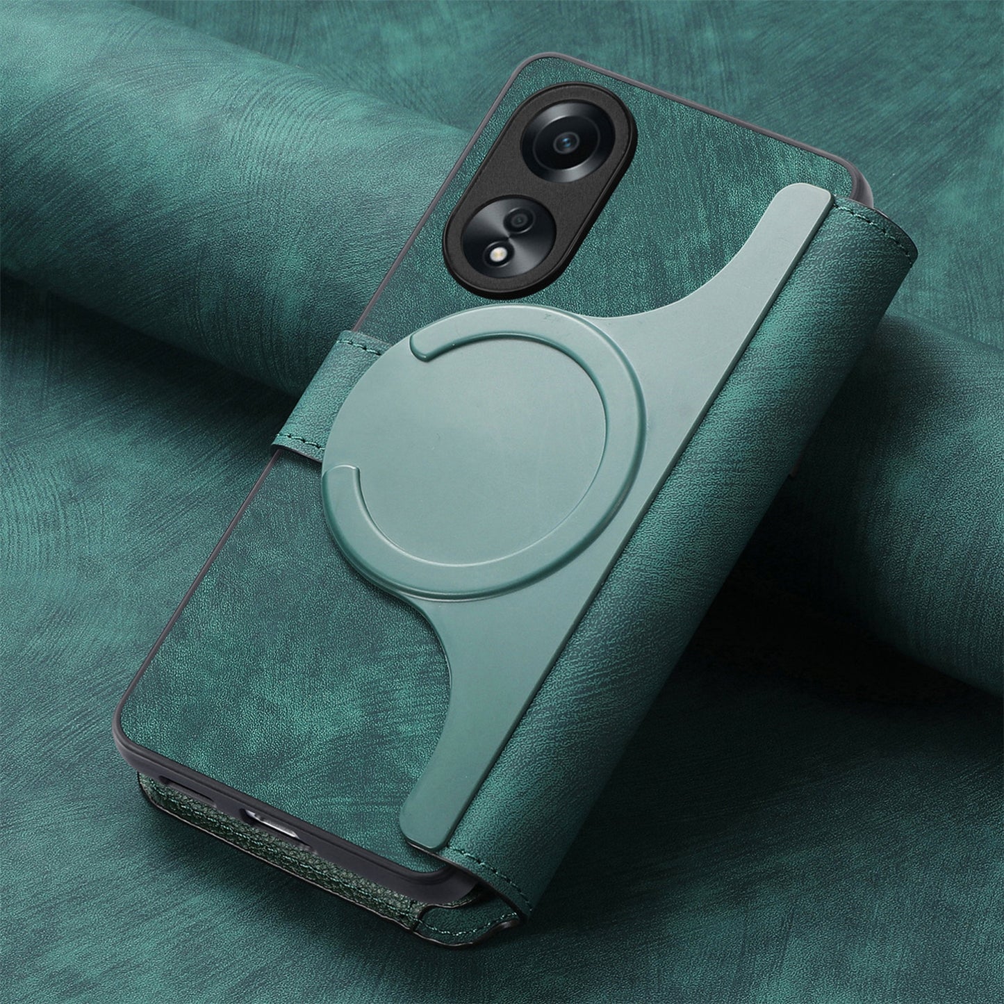 OPPO A78 5G Retro Leather Phone Case with Enhanced MagSafe Wireless Charging, RFID Anti-theft Protection, Kickstand & Magnetic Lock Wallet Cover