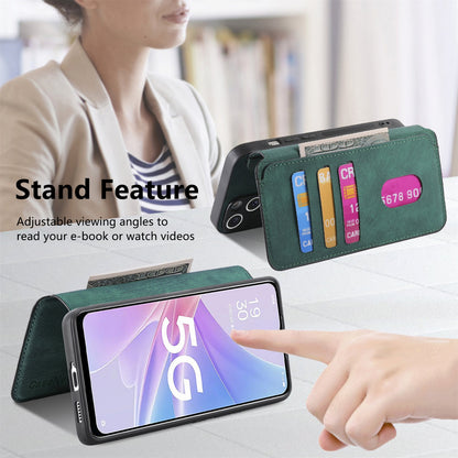OPPO A78 5G Retro Leather Phone Case with Enhanced MagSafe Wireless Charging, RFID Anti-theft Protection, Kickstand & Magnetic Lock Wallet Cover
