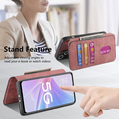 OPPO A78 5G Retro Leather Phone Case with Enhanced MagSafe Wireless Charging, RFID Anti-theft Protection, Kickstand & Magnetic Lock Wallet Cover