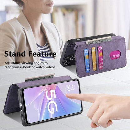 OPPO A78 5G Retro Leather Phone Case with Enhanced MagSafe Wireless Charging, RFID Anti-theft Protection, Kickstand & Magnetic Lock Wallet Cover