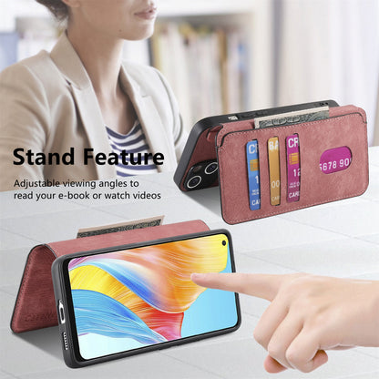 OPPO A78 4G Retro Leather Phone Case with Enhanced MagSafe Wireless Charging, RFID Anti-theft Protection, Kickstand & Magnetic Lock Wallet Cover