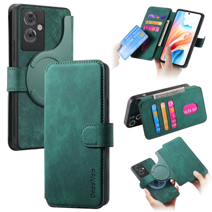 OPPO A79 5G/A2 5G Retro Leather Phone Case with Enhanced MagSafe Wireless Charging, RFID Anti-theft Protection, Kickstand & Magnetic Lock Wallet Cover