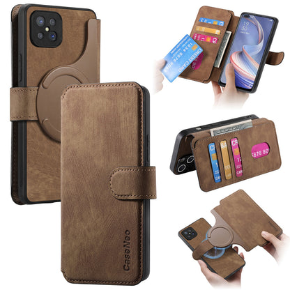 OPPO A92s Retro Leather Phone Case with Enhanced MagSafe Wireless Charging, RFID Anti-theft Protection, Kickstand & Magnetic Lock Wallet Cover