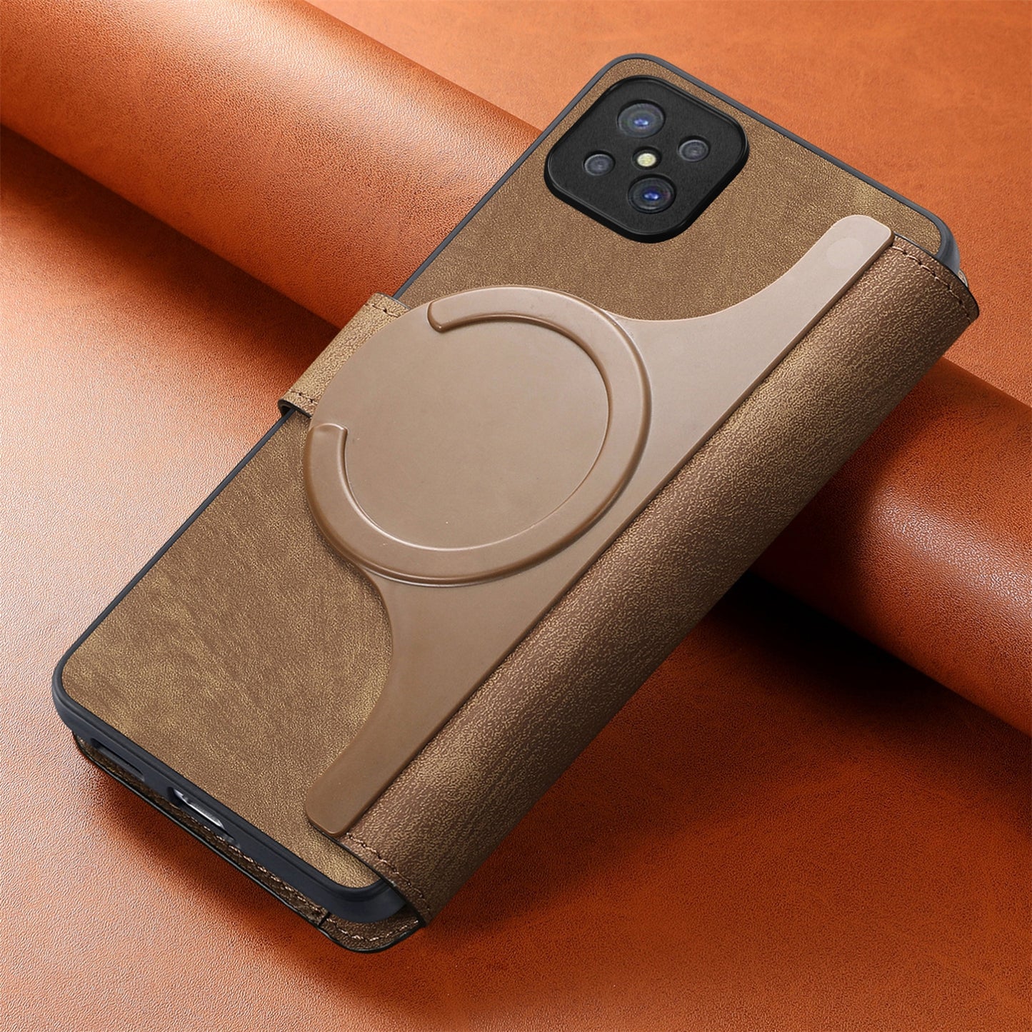 OPPO A92s Retro Leather Phone Case with Enhanced MagSafe Wireless Charging, RFID Anti-theft Protection, Kickstand & Magnetic Lock Wallet Cover