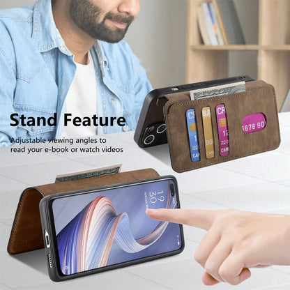 OPPO A92s Retro Leather Phone Case with Enhanced MagSafe Wireless Charging, RFID Anti-theft Protection, Kickstand & Magnetic Lock Wallet Cover