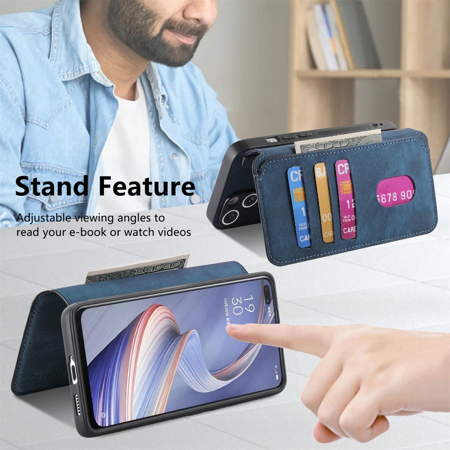 OPPO A92s Retro Leather Phone Case with Enhanced MagSafe Wireless Charging, RFID Anti-theft Protection, Kickstand & Magnetic Lock Wallet Cover