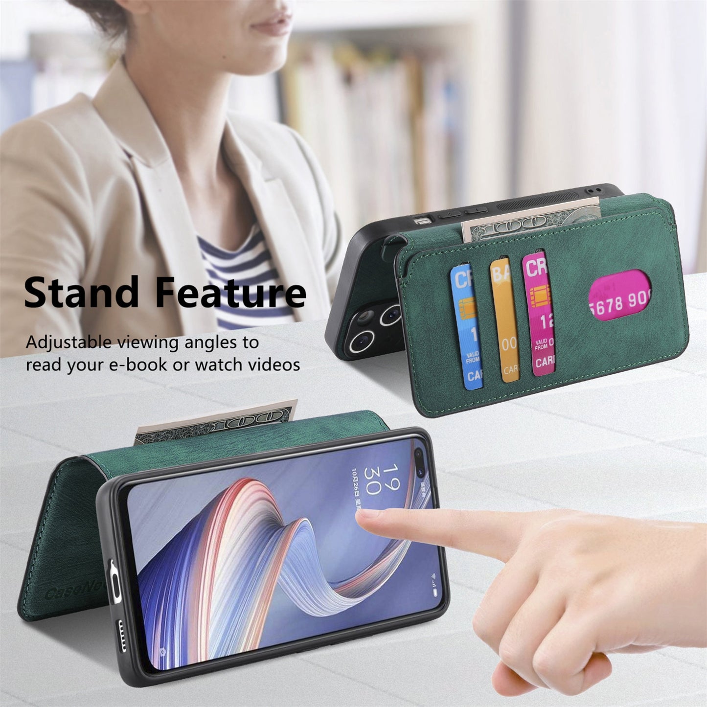 OPPO A92s Retro Leather Phone Case with Enhanced MagSafe Wireless Charging, RFID Anti-theft Protection, Kickstand & Magnetic Lock Wallet Cover