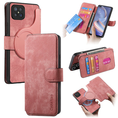 OPPO A92s Retro Leather Phone Case with Enhanced MagSafe Wireless Charging, RFID Anti-theft Protection, Kickstand & Magnetic Lock Wallet Cover