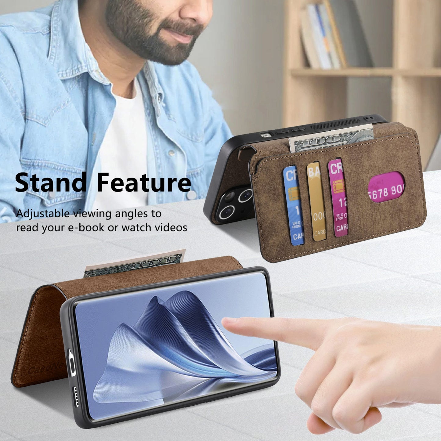 OPPO Reno10 5G Global Retro Leather Phone Case with Enhanced MagSafe Wireless Charging, RFID Anti-theft Protection, Kickstand & Magnetic Lock Wallet Cover