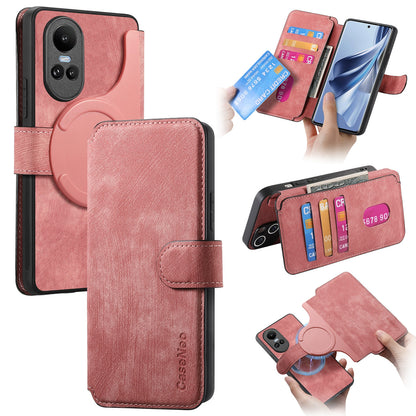 OPPO Reno10 5G Global Retro Leather Phone Case with Enhanced MagSafe Wireless Charging, RFID Anti-theft Protection, Kickstand & Magnetic Lock Wallet Cover