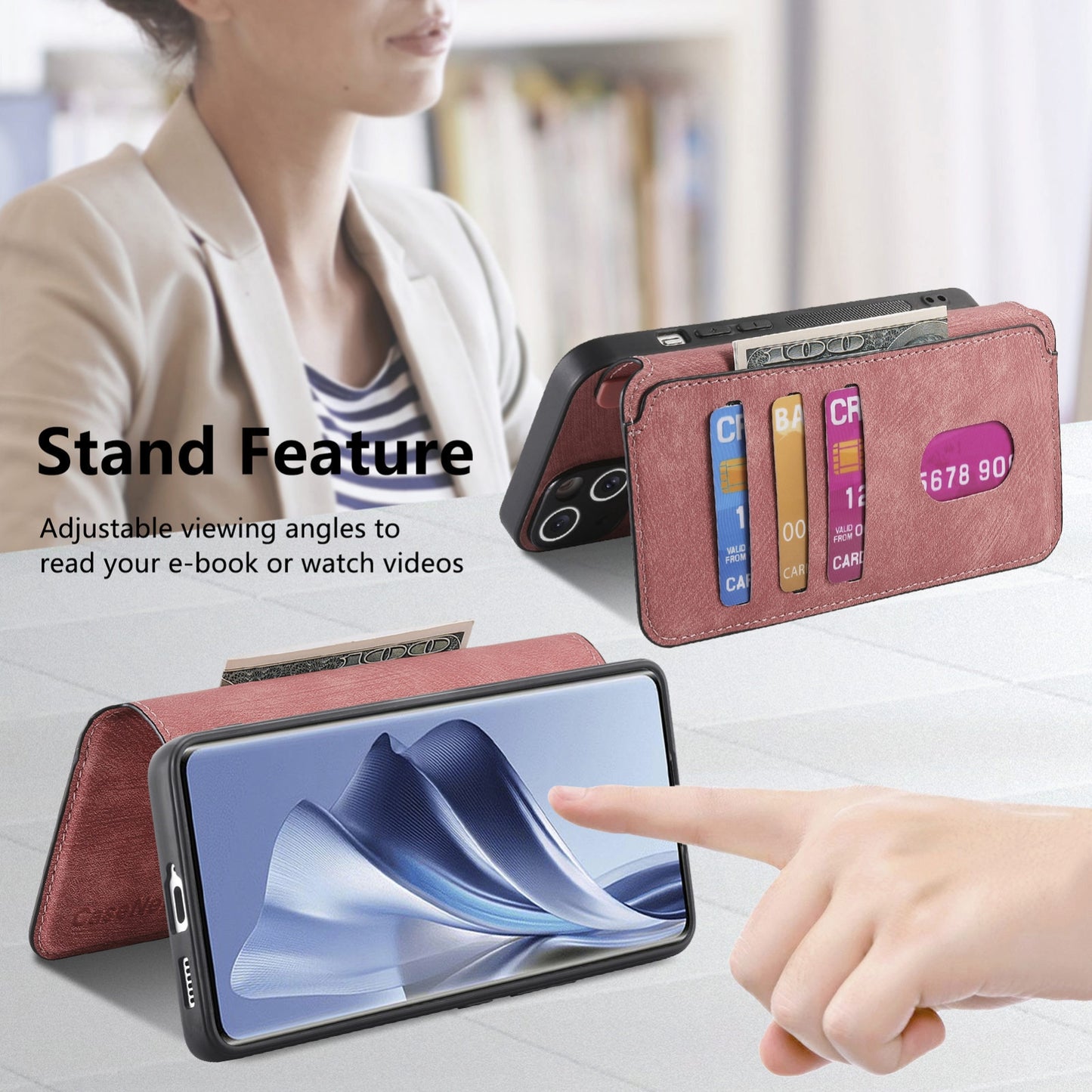 OPPO Reno10 5G Global Retro Leather Phone Case with Enhanced MagSafe Wireless Charging, RFID Anti-theft Protection, Kickstand & Magnetic Lock Wallet Cover