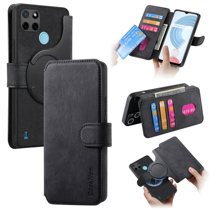 Realme C21Y Retro Leather Phone Case with Enhanced MagSafe Wireless Charging, RFID Anti-theft Protection, Kickstand & Magnetic Lock Wallet Cover