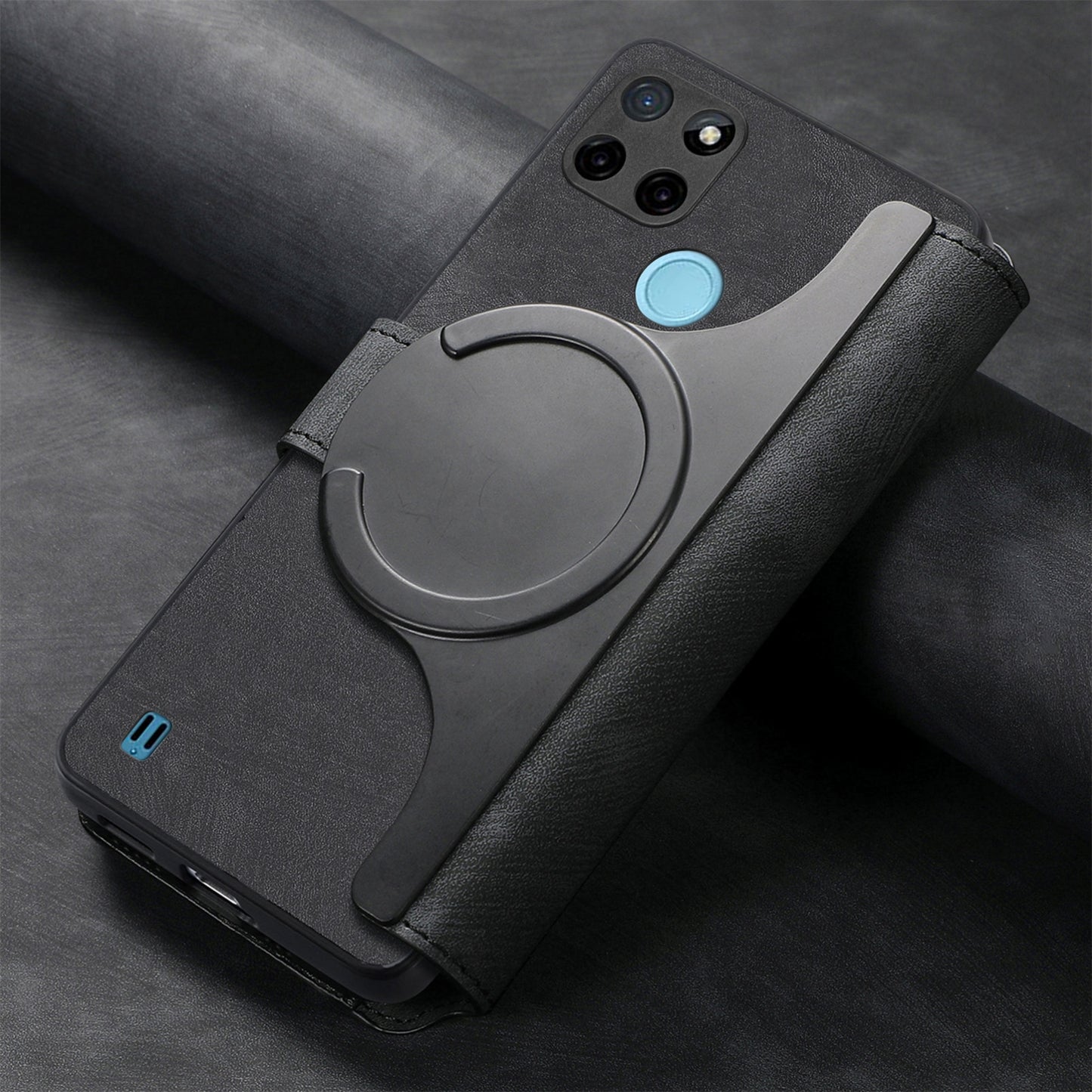 Realme C21Y Retro Leather Phone Case with Enhanced MagSafe Wireless Charging, RFID Anti-theft Protection, Kickstand & Magnetic Lock Wallet Cover