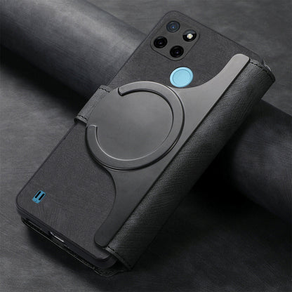 Realme C21Y Retro Leather Phone Case with Enhanced MagSafe Wireless Charging, RFID Anti-theft Protection, Kickstand & Magnetic Lock Wallet Cover