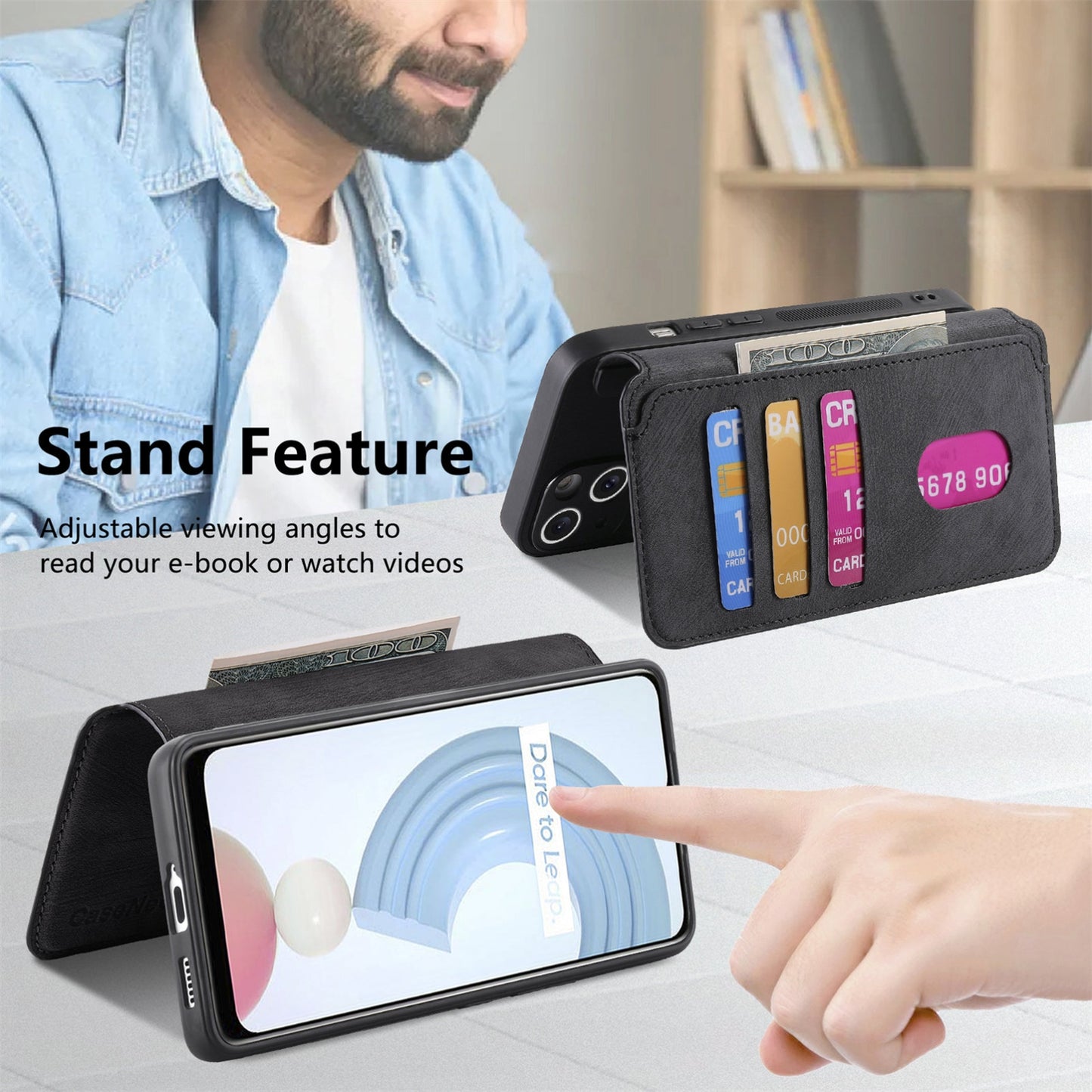 Realme C21Y Retro Leather Phone Case with Enhanced MagSafe Wireless Charging, RFID Anti-theft Protection, Kickstand & Magnetic Lock Wallet Cover