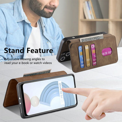 Realme C21Y Retro Leather Phone Case with Enhanced MagSafe Wireless Charging, RFID Anti-theft Protection, Kickstand & Magnetic Lock Wallet Cover