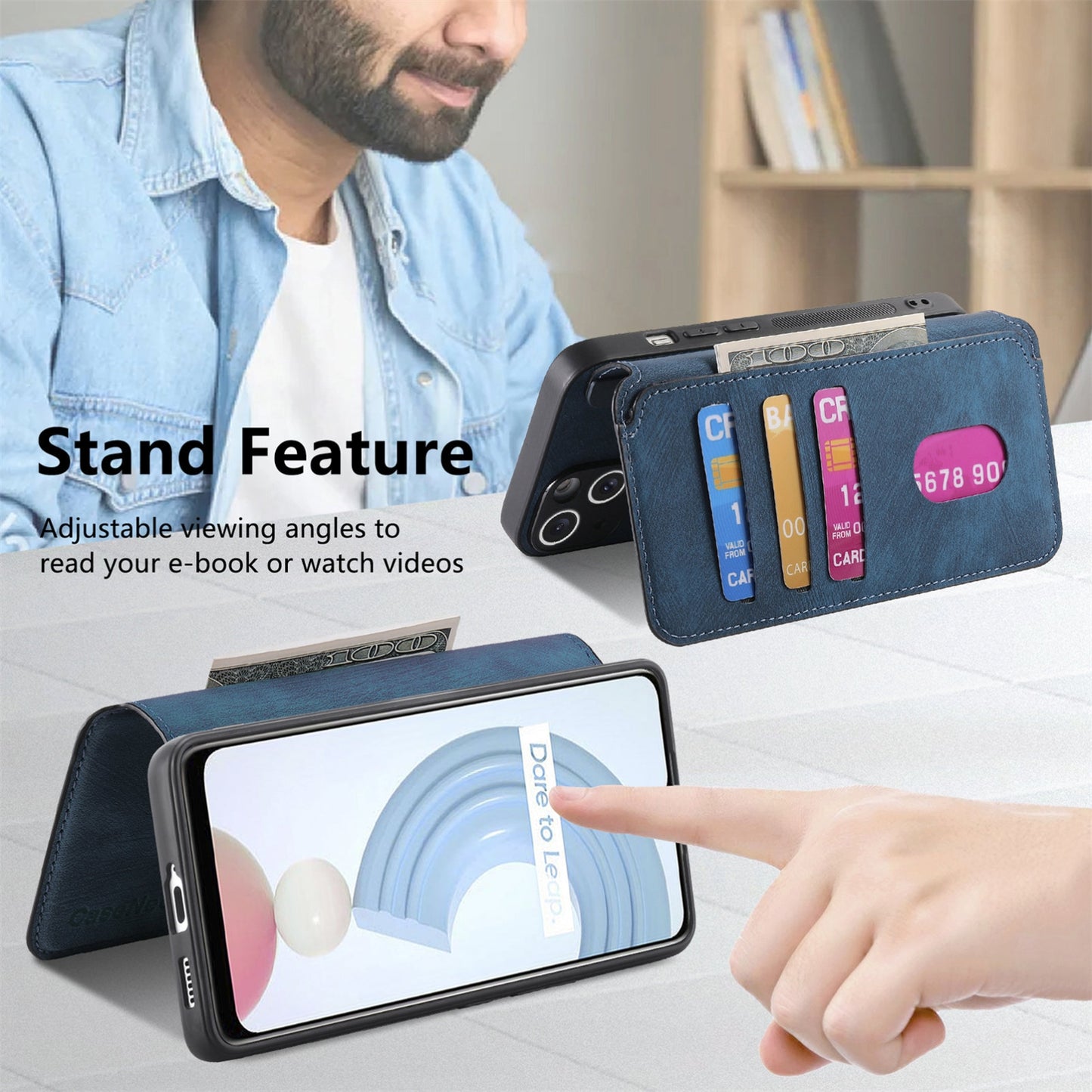 Realme C21Y Retro Leather Phone Case with Enhanced MagSafe Wireless Charging, RFID Anti-theft Protection, Kickstand & Magnetic Lock Wallet Cover