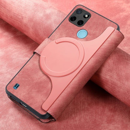 Realme C21Y Retro Leather Phone Case with Enhanced MagSafe Wireless Charging, RFID Anti-theft Protection, Kickstand & Magnetic Lock Wallet Cover