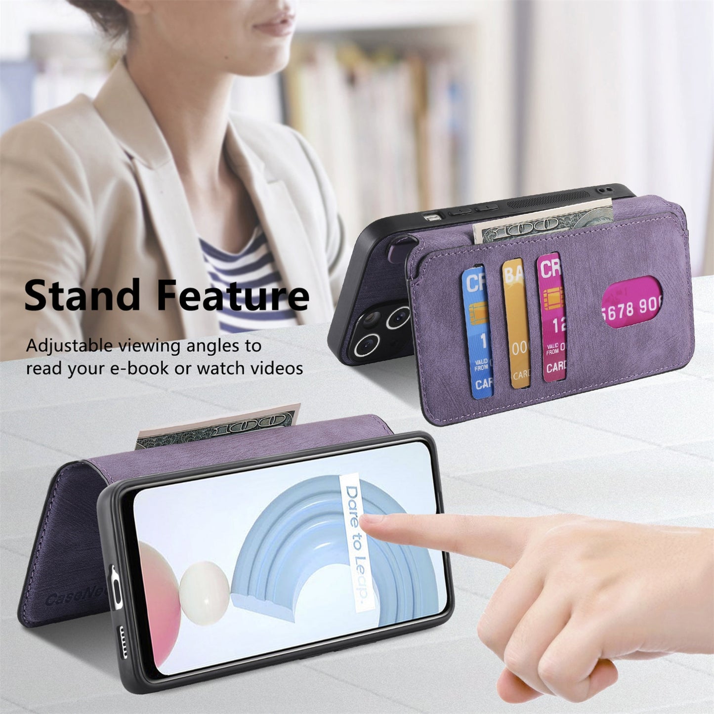 Realme C21Y Retro Leather Phone Case with Enhanced MagSafe Wireless Charging, RFID Anti-theft Protection, Kickstand & Magnetic Lock Wallet Cover