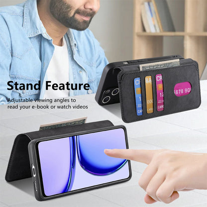 Realme C53 Retro Leather Phone Case with Enhanced MagSafe Wireless Charging, RFID Anti-theft Protection, Kickstand & Magnetic Lock Wallet Cover