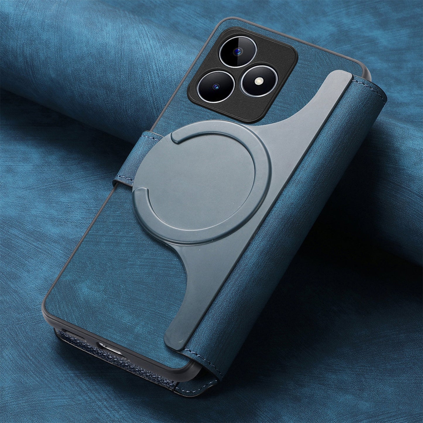 Realme C53 Retro Leather Phone Case with Enhanced MagSafe Wireless Charging, RFID Anti-theft Protection, Kickstand & Magnetic Lock Wallet Cover