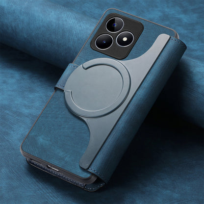 Realme C53 Retro Leather Phone Case with Enhanced MagSafe Wireless Charging, RFID Anti-theft Protection, Kickstand & Magnetic Lock Wallet Cover