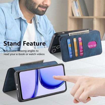 Realme C53 Retro Leather Phone Case with Enhanced MagSafe Wireless Charging, RFID Anti-theft Protection, Kickstand & Magnetic Lock Wallet Cover