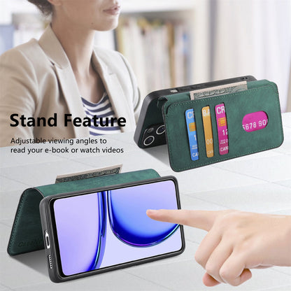 Realme C53 Retro Leather Phone Case with Enhanced MagSafe Wireless Charging, RFID Anti-theft Protection, Kickstand & Magnetic Lock Wallet Cover