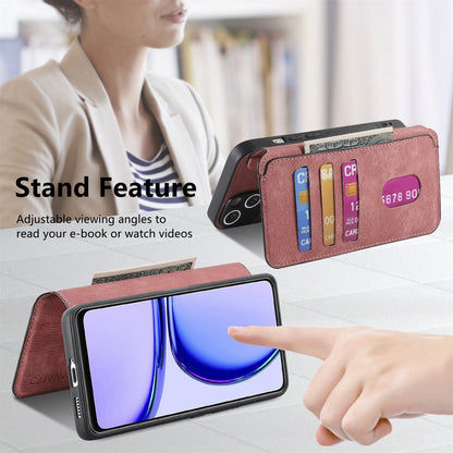 Realme C53 Retro Leather Phone Case with Enhanced MagSafe Wireless Charging, RFID Anti-theft Protection, Kickstand & Magnetic Lock Wallet Cover