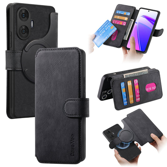 Realme C55 Retro Leather Phone Case with Enhanced MagSafe Wireless Charging, RFID Anti-theft Protection, Kickstand & Magnetic Lock Wallet Cover