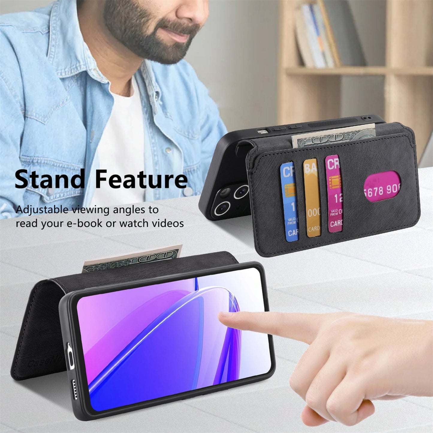 Realme C55 Retro Leather Phone Case with Enhanced MagSafe Wireless Charging, RFID Anti-theft Protection, Kickstand & Magnetic Lock Wallet Cover