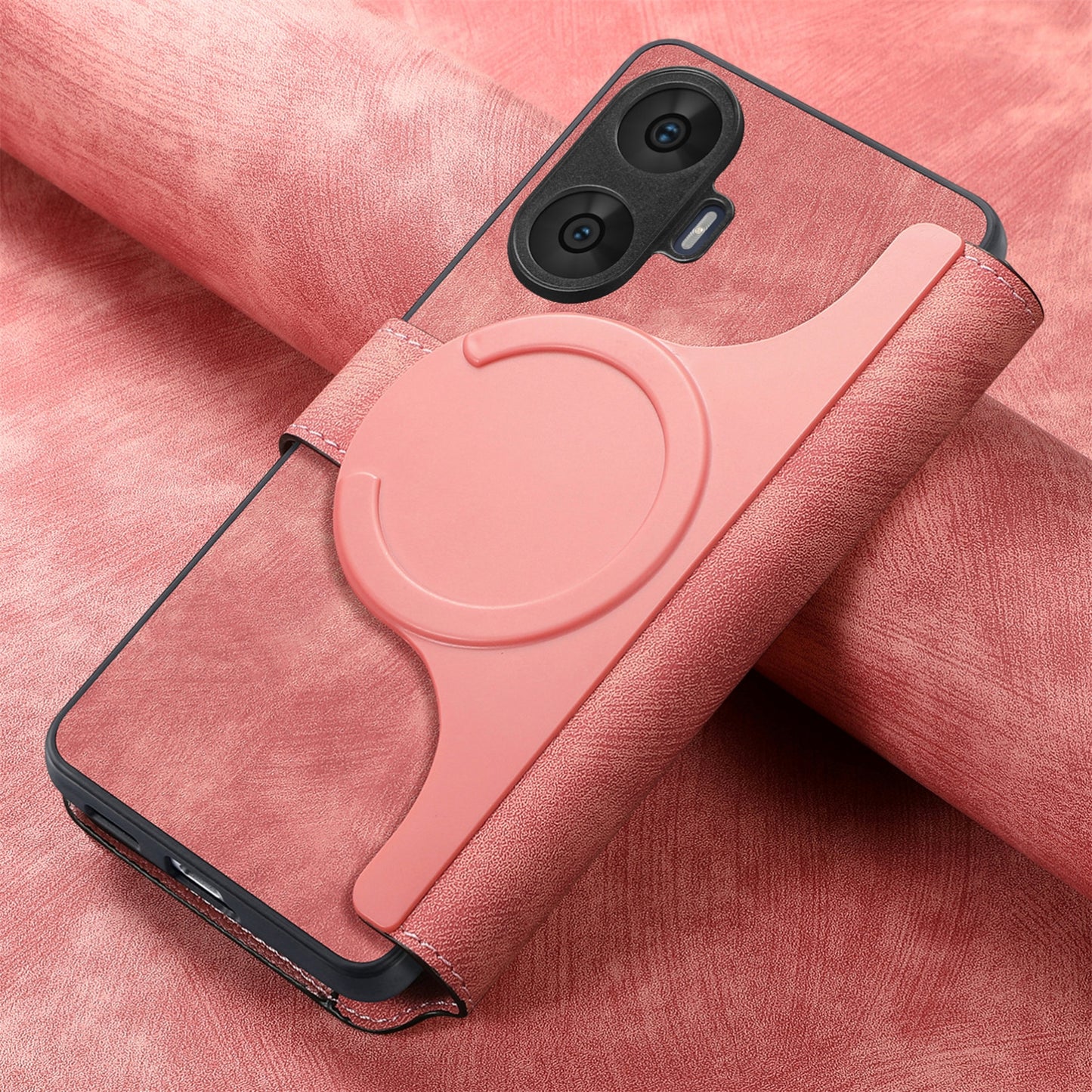 Realme C55 Retro Leather Phone Case with Enhanced MagSafe Wireless Charging, RFID Anti-theft Protection, Kickstand & Magnetic Lock Wallet Cover