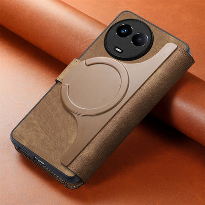 Realme 11 5G Global / 11X Retro Leather Phone Case with Enhanced MagSafe Wireless Charging, RFID Anti-theft Protection, Kickstand & Magnetic Lock Wallet Cover