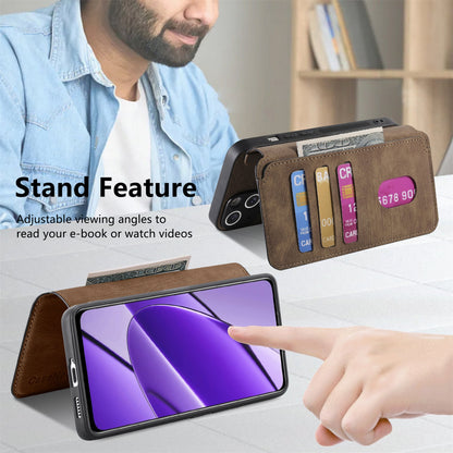 Realme 11 5G Global / 11X Retro Leather Phone Case with Enhanced MagSafe Wireless Charging, RFID Anti-theft Protection, Kickstand & Magnetic Lock Wallet Cover