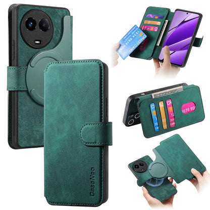 Realme 11 5G Global / 11X Retro Leather Phone Case with Enhanced MagSafe Wireless Charging, RFID Anti-theft Protection, Kickstand & Magnetic Lock Wallet Cover