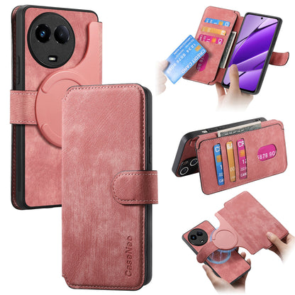 Realme 11 5G Global / 11X Retro Leather Phone Case with Enhanced MagSafe Wireless Charging, RFID Anti-theft Protection, Kickstand & Magnetic Lock Wallet Cover