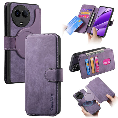 Realme 11 5G Global / 11X Retro Leather Phone Case with Enhanced MagSafe Wireless Charging, RFID Anti-theft Protection, Kickstand & Magnetic Lock Wallet Cover