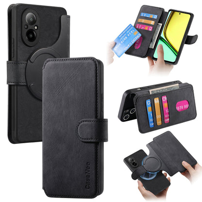 Realme C67 4G Retro Leather Phone Case with Enhanced MagSafe Wireless Charging, RFID Anti-theft Protection, Kickstand & Magnetic Lock Wallet Cover