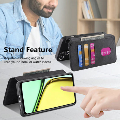 Realme C67 4G Retro Leather Phone Case with Enhanced MagSafe Wireless Charging, RFID Anti-theft Protection, Kickstand & Magnetic Lock Wallet Cover