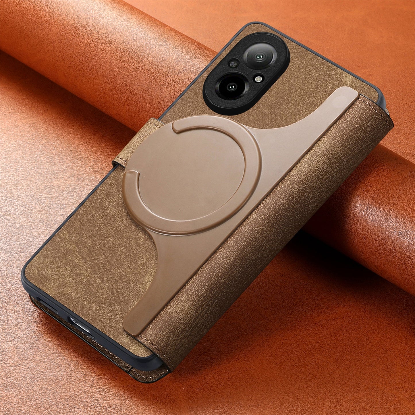 Realme C67 4G Retro Leather Phone Case with Enhanced MagSafe Wireless Charging, RFID Anti-theft Protection, Kickstand & Magnetic Lock Wallet Cover