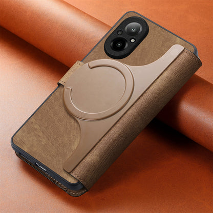 Realme C67 4G Retro Leather Phone Case with Enhanced MagSafe Wireless Charging, RFID Anti-theft Protection, Kickstand & Magnetic Lock Wallet Cover