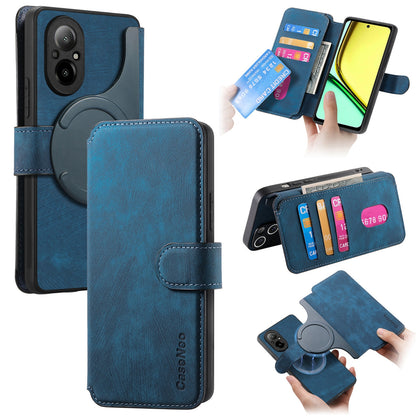 Realme C67 4G Retro Leather Phone Case with Enhanced MagSafe Wireless Charging, RFID Anti-theft Protection, Kickstand & Magnetic Lock Wallet Cover