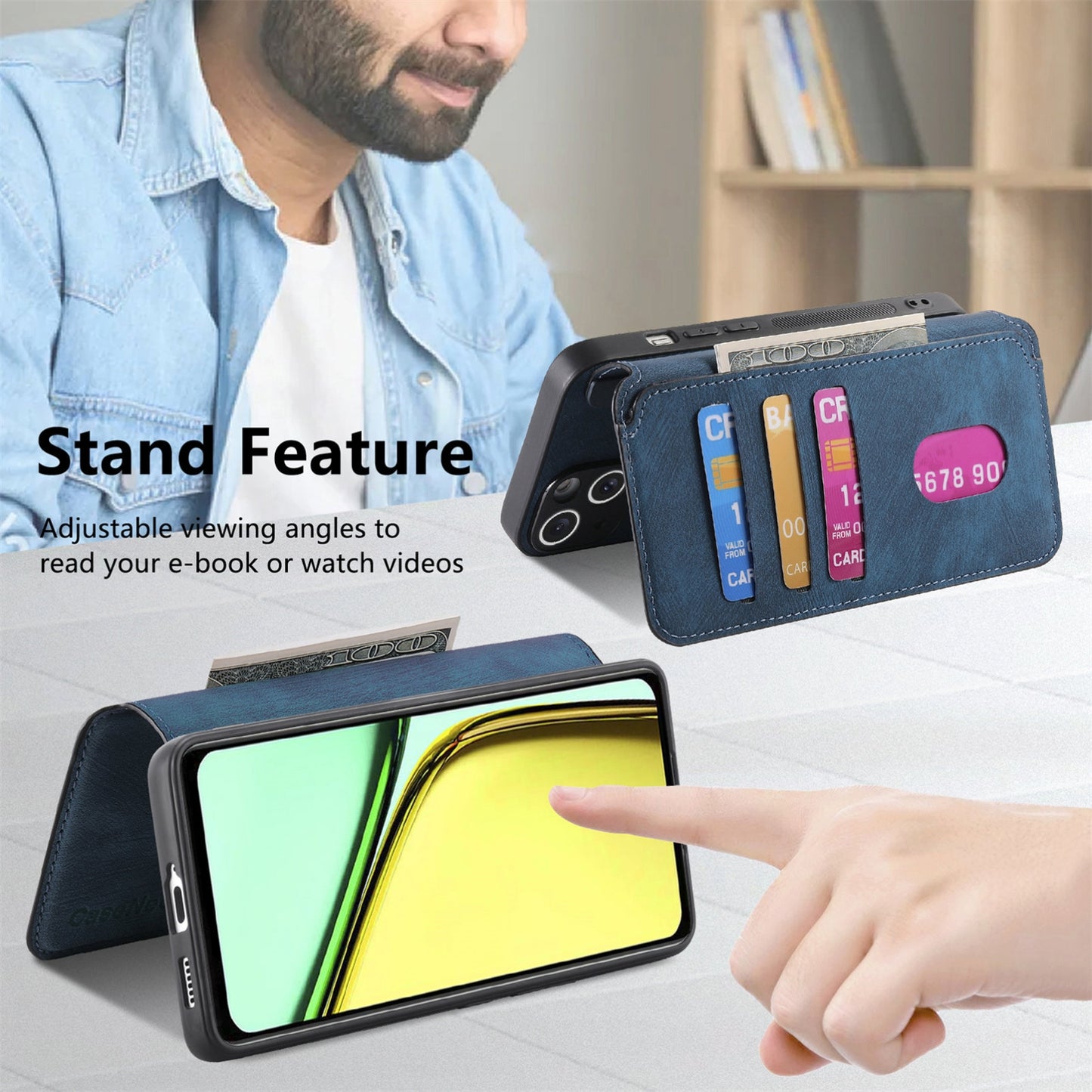 Realme C67 4G Retro Leather Phone Case with Enhanced MagSafe Wireless Charging, RFID Anti-theft Protection, Kickstand & Magnetic Lock Wallet Cover