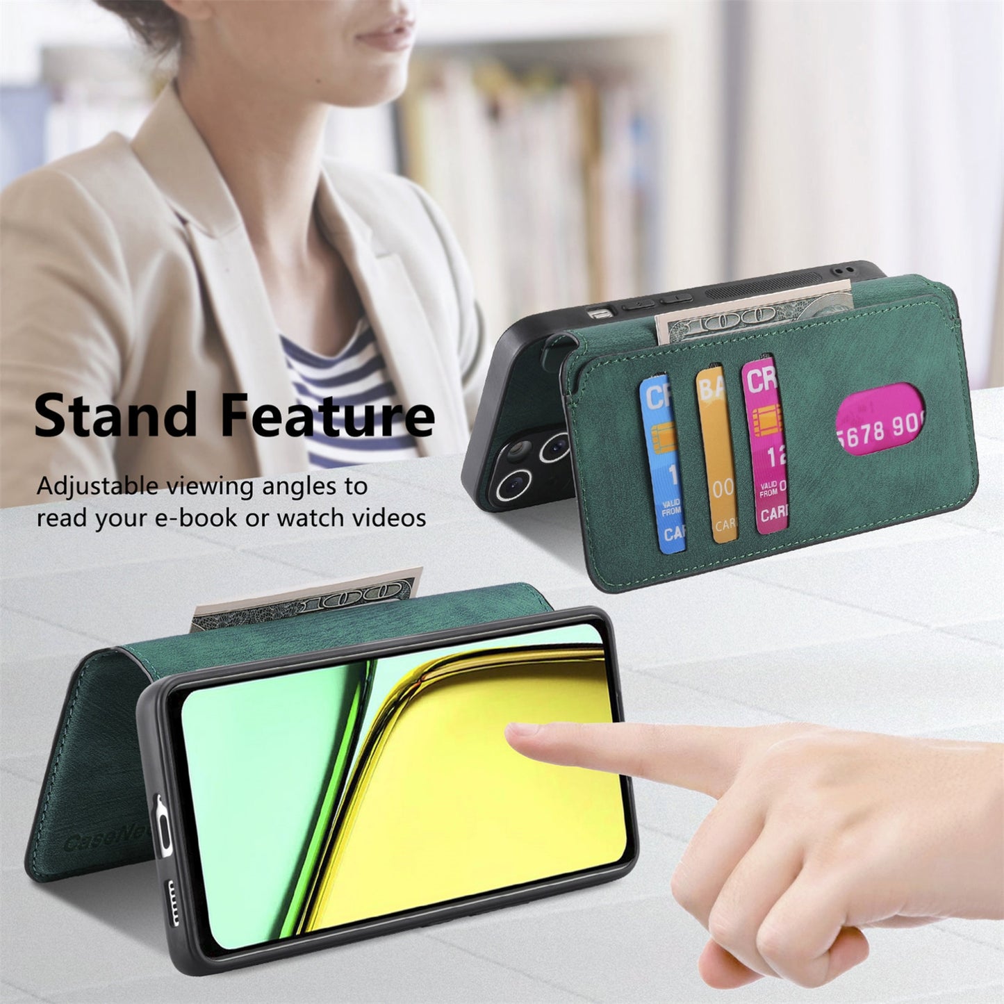 Realme C67 4G Retro Leather Phone Case with Enhanced MagSafe Wireless Charging, RFID Anti-theft Protection, Kickstand & Magnetic Lock Wallet Cover