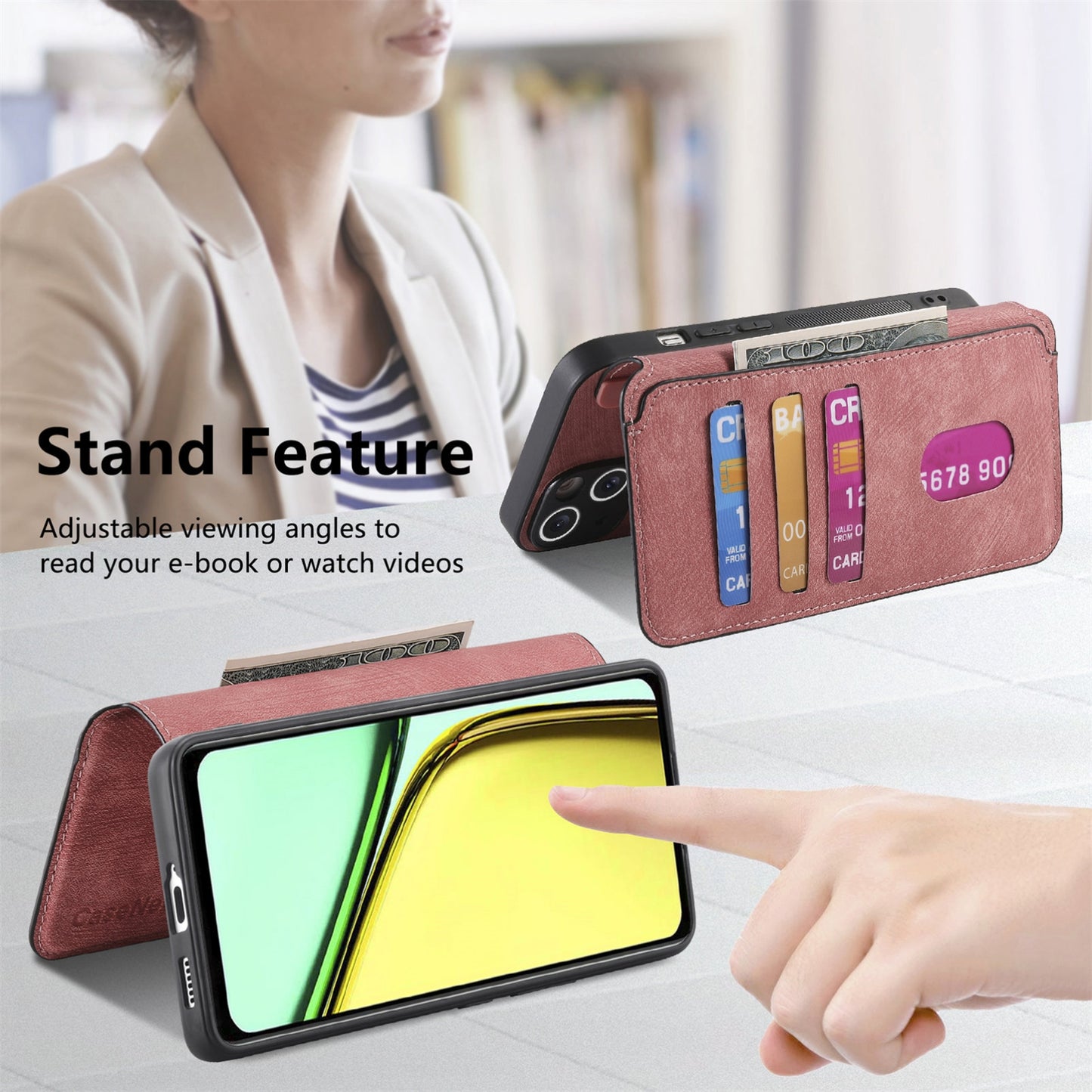 Realme C67 4G Retro Leather Phone Case with Enhanced MagSafe Wireless Charging, RFID Anti-theft Protection, Kickstand & Magnetic Lock Wallet Cover