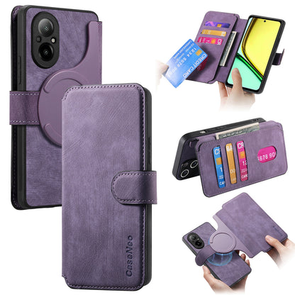 Realme C67 4G Retro Leather Phone Case with Enhanced MagSafe Wireless Charging, RFID Anti-theft Protection, Kickstand & Magnetic Lock Wallet Cover