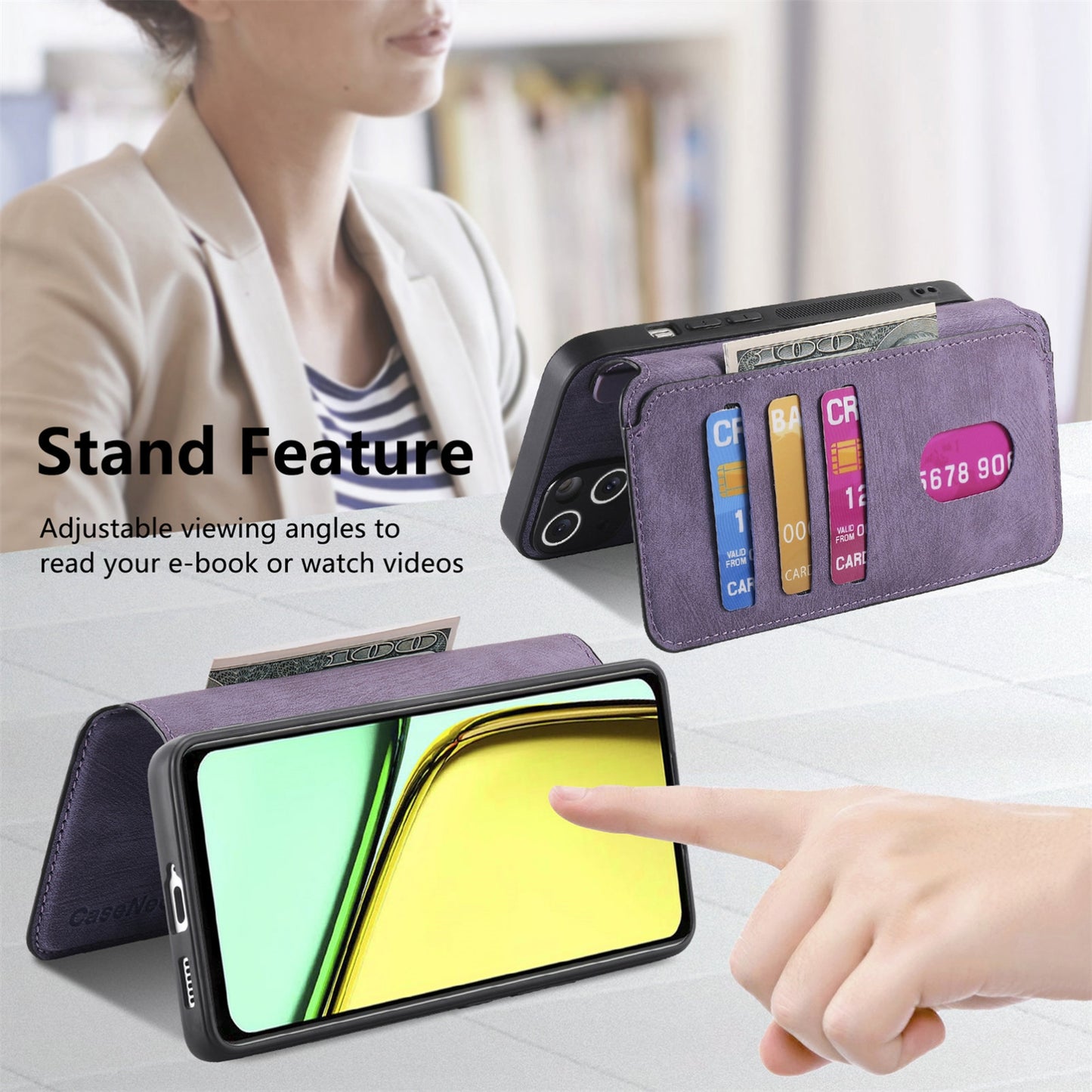 Realme C67 4G Retro Leather Phone Case with Enhanced MagSafe Wireless Charging, RFID Anti-theft Protection, Kickstand & Magnetic Lock Wallet Cover