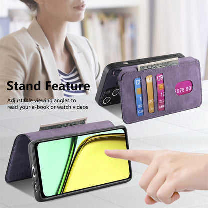 Realme C67 4G Retro Leather Phone Case with Enhanced MagSafe Wireless Charging, RFID Anti-theft Protection, Kickstand & Magnetic Lock Wallet Cover